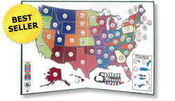 Updated 50 State Quarter & Territory Map Folder 1999-2009 LBG1A